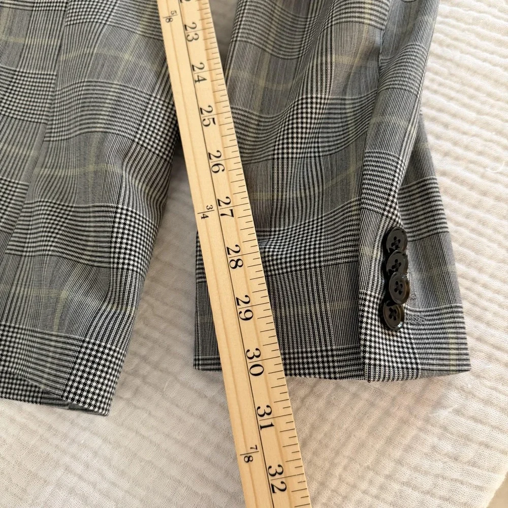 Express Suit Jacket Mens 40R Gray Plaid Wool Blend Extra Slim Stretch Business